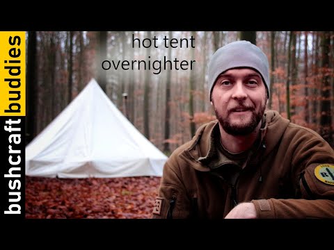 Bushcraft Winter Overnighter -  Custom Canvas Hot Tent Lavvu, Tschum Poshehonka Stove