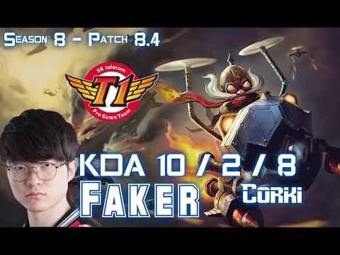 SKT T1 Faker CORKI vs TALIYAH Mid - Patch 8.4 KR Ranked