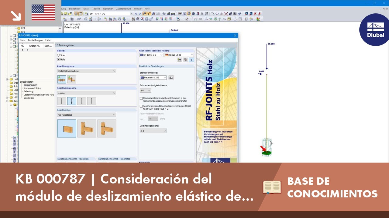 KB 000787 | Consideración del módulo de deslizamiento elástico en una conexión de madera