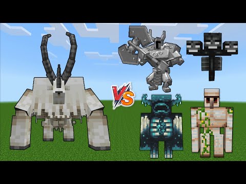 Mutant Goat vs Minecraft Bosses - Wither, Iron Golem, Warden, ferrous Wroughtnaut, Evoker