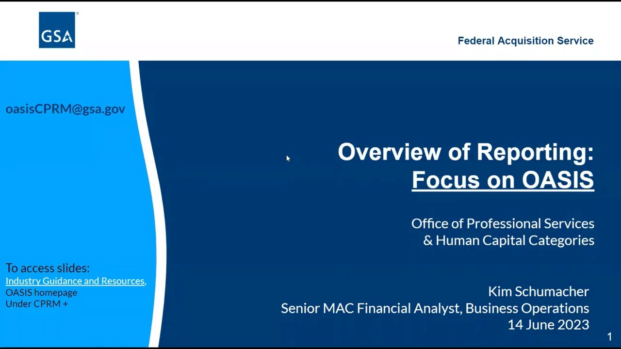 OASIS Overview of Reporting FY23