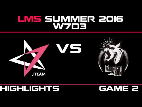 JT vs MSE Game 2 Highlights LMS Summer 2016 W7D3 J Team vs Mid Night Sun   MSE vs JT    LMS LOL