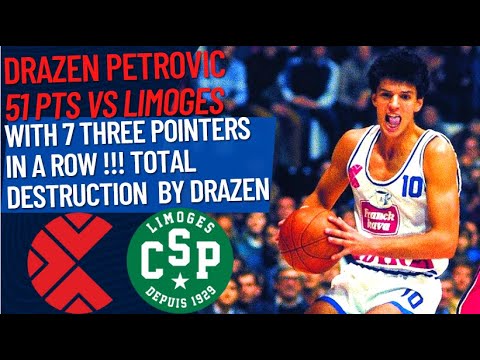 Drazen Petrovic 51 pts VS Limoges | Cibona VS Limoges | EuroCup 1986