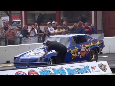 Jungle Pam Backing Up Jungle Jim Car @ 2013 NHRA Hot Rod Reunion, Epping NH
