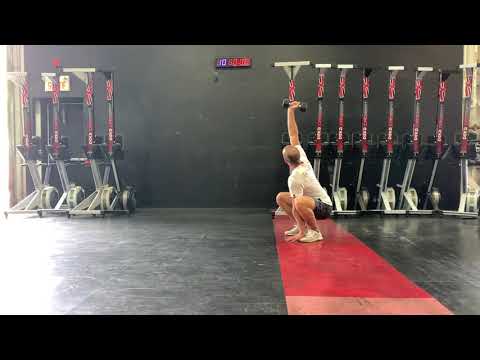 Single Arm DB Press in Squat Position