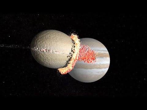 Impact comparison - from a 3cm object to Jupiter (SPH simulations)