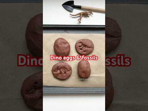 DIY dino eggs and fossils. Made with a play dough recipe 🦖 🦕 #kidsplay #playideas #dinosaurs