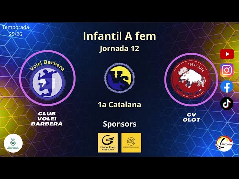 Cv Barberà vs Cv Olot Greda, Infantil A femení, J12 , 20/12/25, 1ª Catalana, #Aymibarberà!!