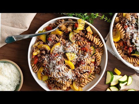 Ground Beef and Pasta Skillet Primavera