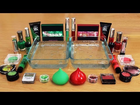 Mixing Makeup Eyeshadow Into Slime ! Green vs Red Special Series Part 31 Satisfying Slime Video Video