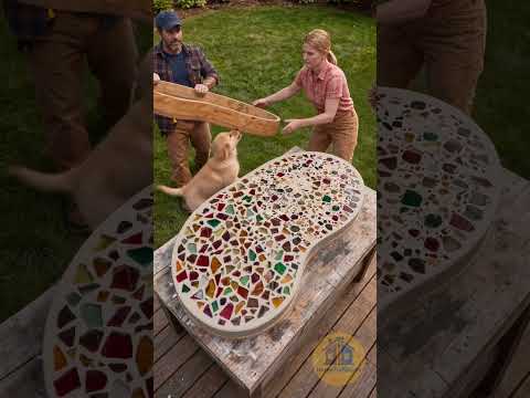 They Turned Broken Glass Bottles Into Stunning Terrazzo Table! 🤯✨ #DIY #Resin