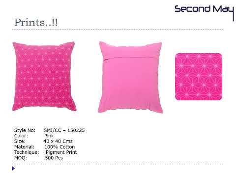 Square white printed cushion, for hotel & home