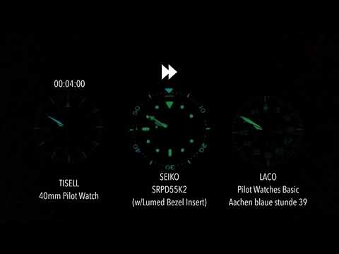Watch Lume Test: Tisell Pilot / Seiko 5kx / Laco Flieger Basic
