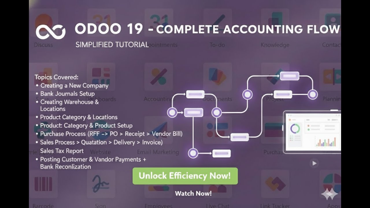 Odoo 19 Accounting Full Tutorial | Complete Accounting Workflow Step-by-Step | Katy Links Training