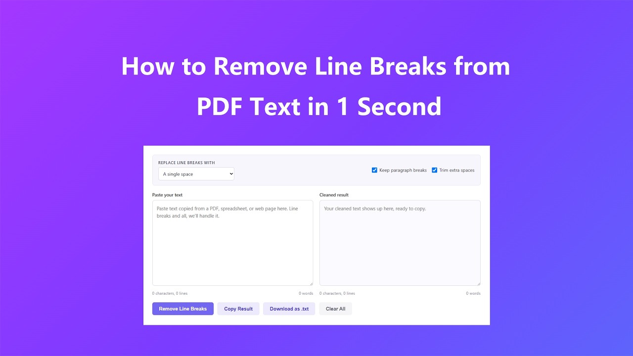 How to use Line Break Remover - Video Tutorial