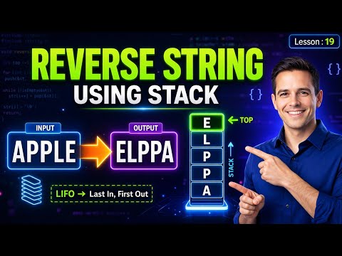 C Program Reverse String Using Stack Dsa Step By Step Implementation