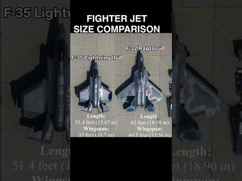 F-22 Raptor vs F-35 Lightning Size Comparison | Stealth Fighter Jet #Shorts #F22 #F35 #fighterjet