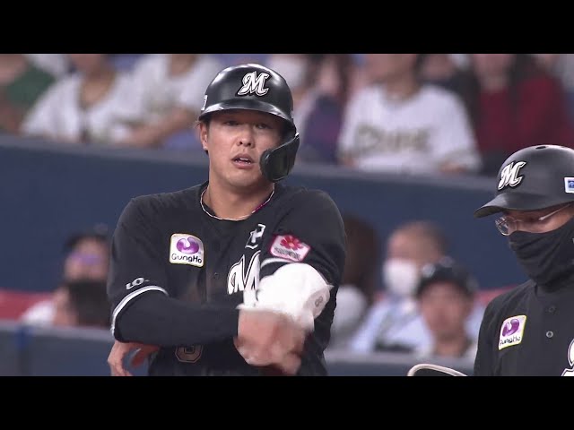 【8回表】マリーンズ・中村奨吾 貴重な追加点をあげる2点タイムリーヒット!!  2023年10月4日 オリックス・バファローズ 対 千葉ロッテマリーンズ