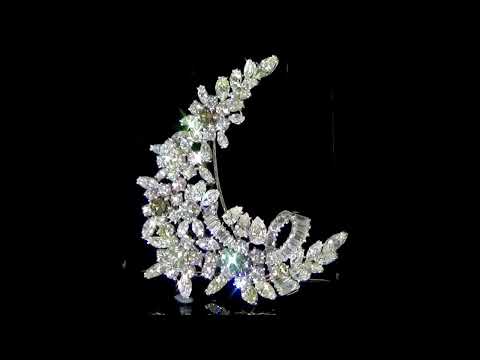 Platinum 32ct (TDW) Fancy Color and Colorless Diamond Brooch