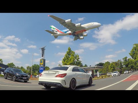 AIRBUS A380 LOW LANDING above the SUPERMARKET - A380 with new special livery (4K)