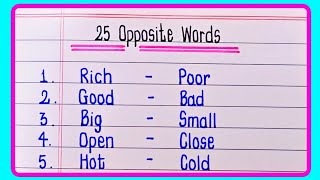 25 Opposite Words | Opposite words | Opposite Words In English | Opposite Word