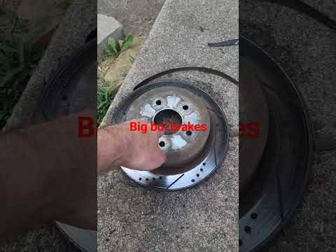 Akebono sport brake rotor size versus stock! #q50 #370z #nismo #nissan #bbk #bigbrakeswap