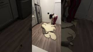 this is your sign to turn an old rug into an irregular shaped rug 🙃 diy beginner friendly! #di