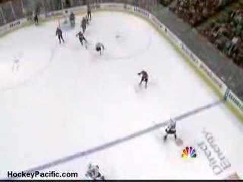 Alfredsson Shoots Puck at Niedermayer & Sucker Punches Moen