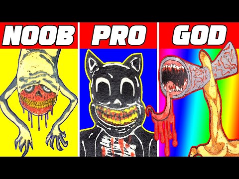 SCARY PANCAKE ART - CARTOON CAT, SIREN HEAD, BRIDGE WORM PANCAKES: NOOB vs PRO vs GOD