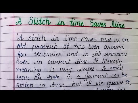 Essay on Proverb A Stitch in a time saves Nine in English | English essay| essay writing in English