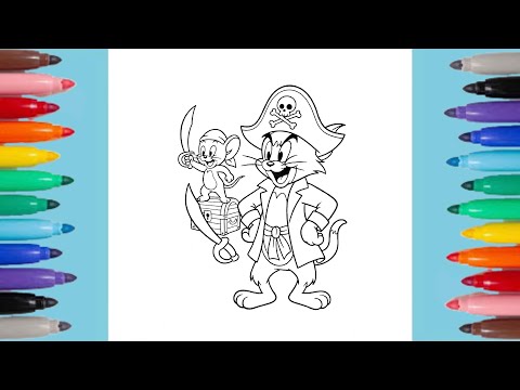 Tom and Jerry in Pirate Attire Coloring Pages | Tom and Jerry 🐈 🐁