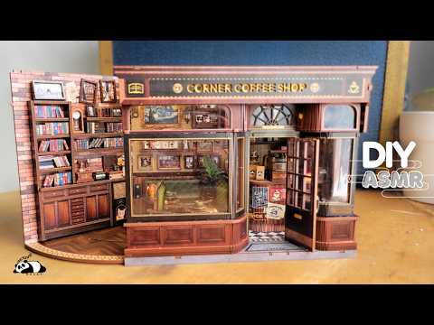 Building CUTEBEE Corner Coffee Shop ASMR ☕ | London Vintage Cafe DIY Dollhouse kit | No talking