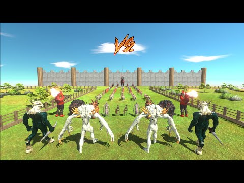 Ancient Humans Army  VS  2× Factions - Animal Revolt Battle Simulator ARBS