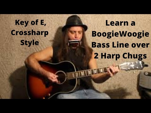 Guitar & Harmonica Video 25– In E, A harp: Play a Boogie Woogie Bass Line & Anytime Chug #2 and #3