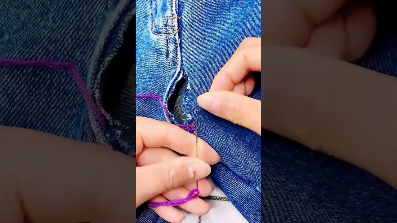 Denim crotch Tear Quick Repair tips #shorts