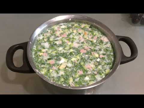 Simple okroshka (cold summer whey soup). 2 dishes from 2 liters of milk. Проста окрошка.