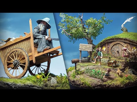 Hobbit Village & Gandalf // hand sculpted and painted