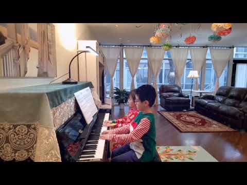 Good King Wenceslas, early elementary Christmas holiday piano duet arrangement by Margaret Goldston