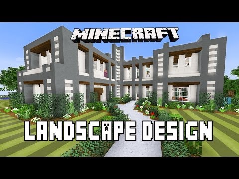Minecraft Tutorial:  Modern Garden Landscape Design Ideas  (Modern House Build Ep. 22)