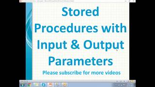 SQL Stored procedures with output parameters