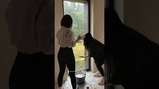 These two girls are stuck in a never ending loop while painting a wall #shortsvideo