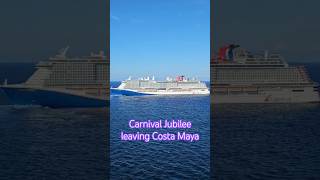 One of the largest "fun ships" leaving port of Costa Maya.  Carnival Jubilee