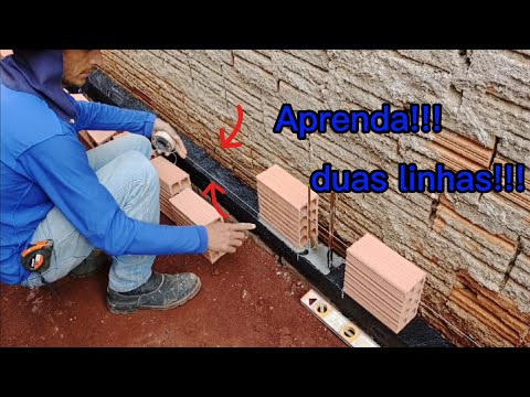 Assentamento da primeira fiada com duas linhas, perfeito para iniciantes.