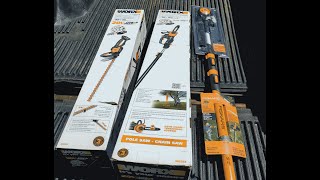 WORX 20v Electric Hedge Trimmer And Pole Chain Saw Unboxing #worx #hedgetrimmer #electricchainsaw