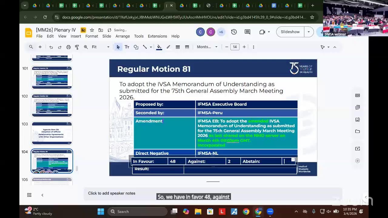 75th IFMSA General Assembly March Meeting 2026 | Plenary IVb