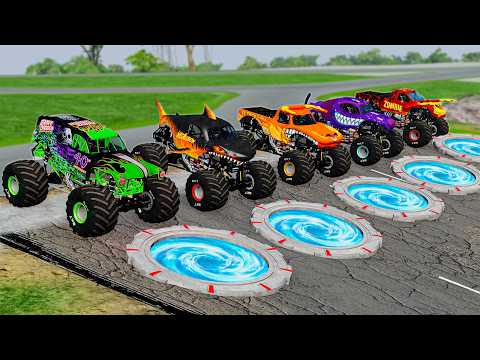 7 Monster TRUCKS vs Portal Trap - BeamNG Monster Truck Crashes