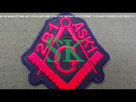 2B1 ASK1 Free Mason Black and Red Patch, Square Compass Embroidered Patch