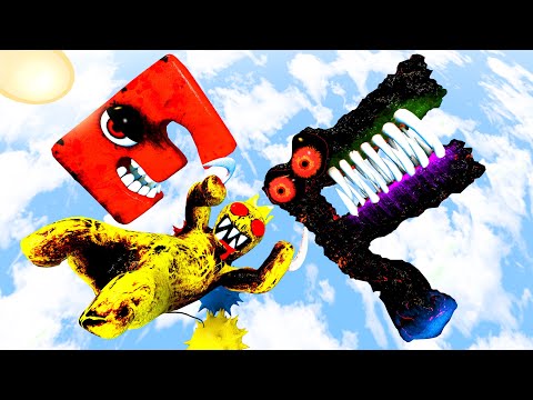 Rainbow Friends and Alphabet Lore - Ragdoll Jumps and Falls [GMOD]