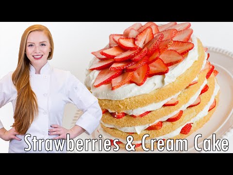 Strawberries and Cream Cake with Cream Cheese Frosting