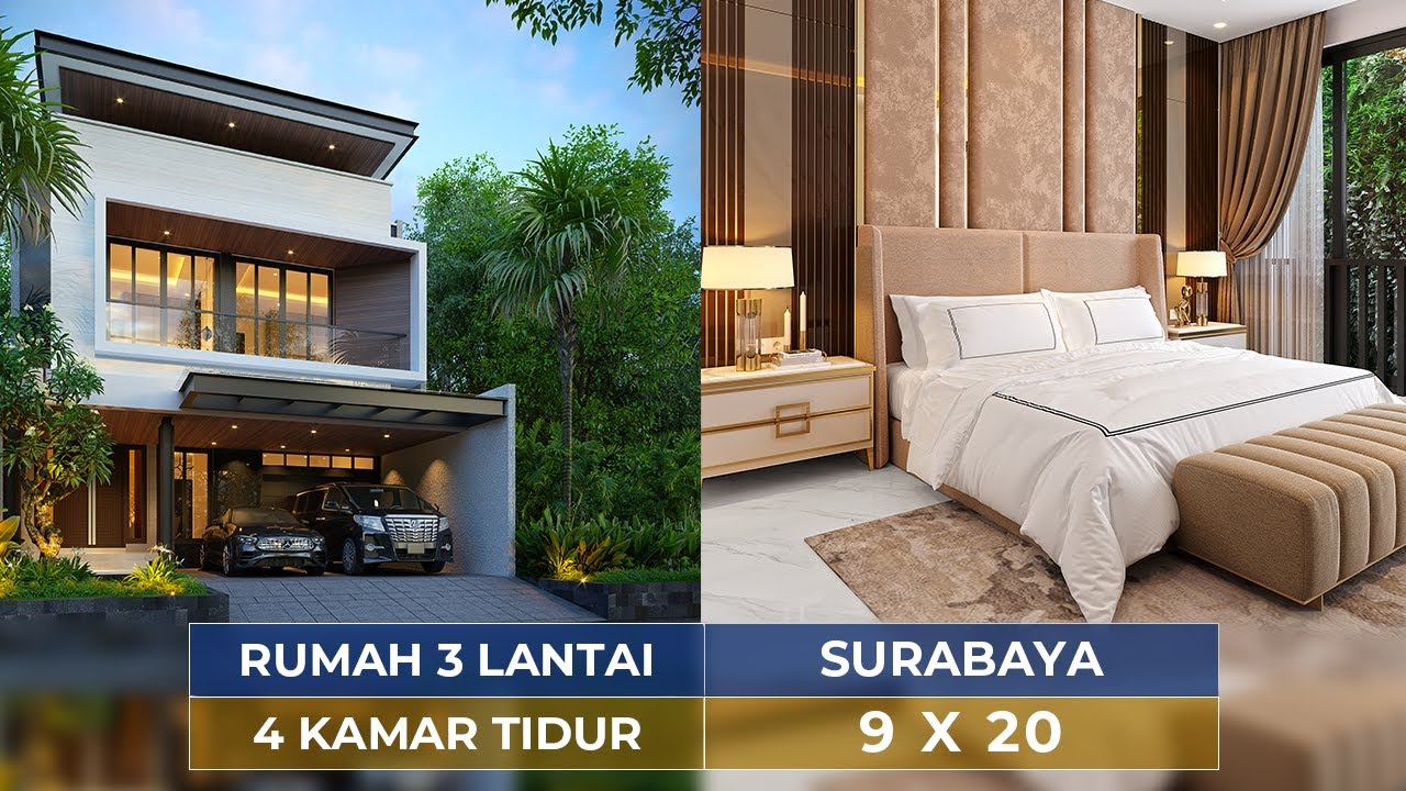 Video 3D Mrs. J 1520 Modern House 3 Floors Design - Surabaya